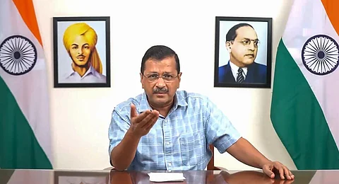 Delhi Chief Minister Arvind Kejriwal reacts on the passage of the Government of National Capital Territory of Delhi (Amendment) Bill, 2023 by the Rajya Sabha. (Photo | PTI)