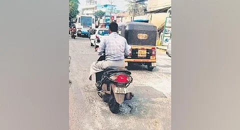 Vehicles moving at a slow pace in congested Balaramapuram. (File photo)