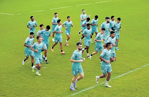 Kerala Blasters training ahead of their opening match against Bengaluru FC. The new ISL season kicks off today | T P Sooraj