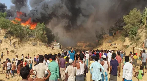 A fire in a Rohingya refugee camp in Bangladesh guts more than 1,000 shelters