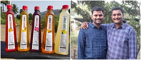 डावीकडून पृथ्वीराज आणि सुवर्णजीत हे चव्हाण बंधू आपल्या उत्पादनांसह