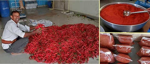 Powder is prepared by grading the chili