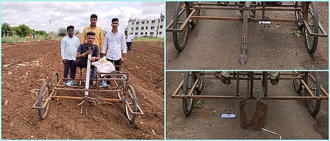 विद्यार्थ्यांनी तयार केले ऊस लागवड यंत्र