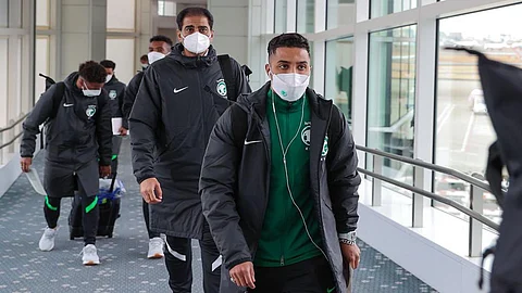 المنتخب السعودي لدى وصوله اليابان