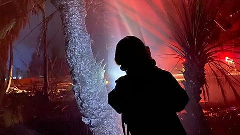 حريق في موقع نخيل الرايسه