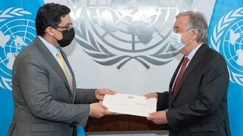 وزير الخارجية اليمني خلال لقائه الأمين العام للأمم المتحدة