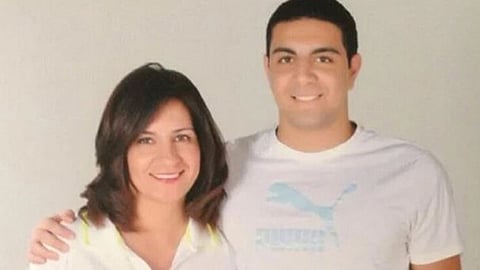 الوزيرة المصرية برفقة نجلها رامي فهيم