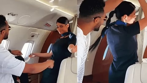 رقص محمد رمضان مع مضيفة طيران