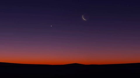 هلال القمر وزحل