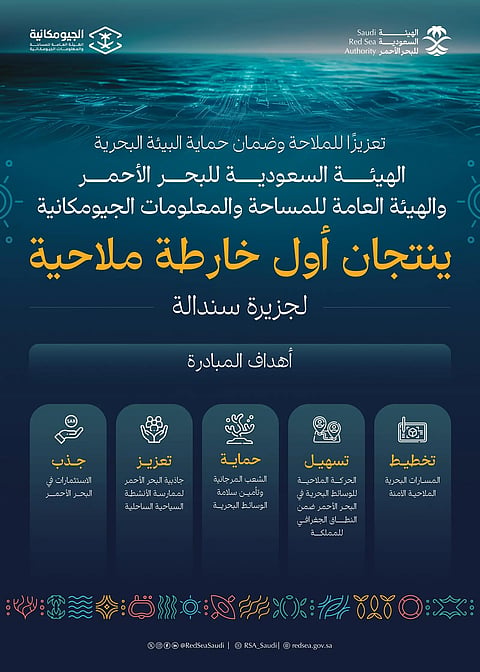 الهيئة السعودية للبحر الأحمر والجيومكانية ينتجان أول خارطة ملاحية لجزيرة سندالة