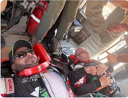 يزيد الراجحي يتعرض لحادث خلال منافسات "رالي باها الأردن"