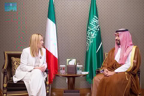 ولي العهد يلتقي رئيسة وزراء إيطاليا ويبحثان أوجه التعاون المشترك بين البلدين