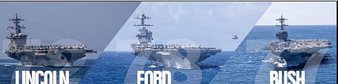 القيادة المركزية الأمريكية: ثلاث حاملات طائرات تعمل في آن واحد لأول مرة بالشرق الأوسط