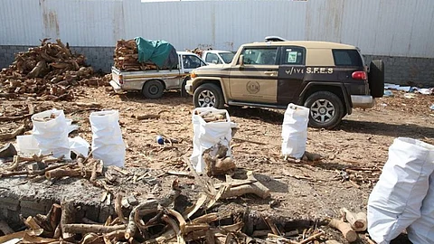 ضبط موقع لتخزين الحطب المحلي يديره مقيم مخالف لنظام البيئة في الرياض