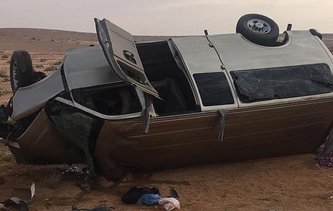 بالصور.. وفاة سائق وإصابة 4 معلمات في حادث بالأرطاوية