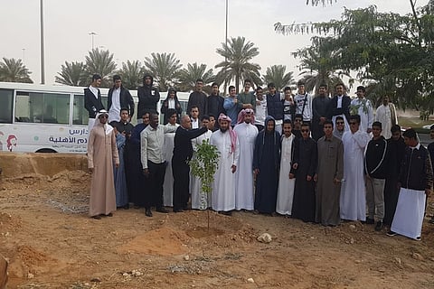 بالصور.. تدشين مبادرة «الحزام الأخضر».. وطلاب المدارس يزرعون الشتلات