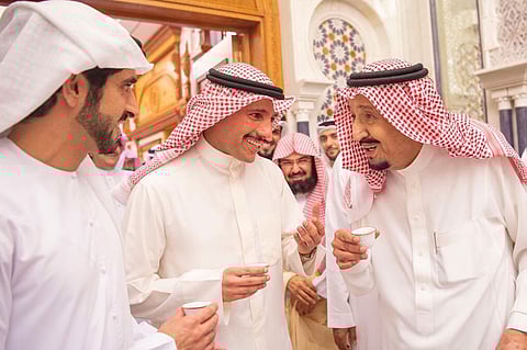 خادم الحرمين يستقبل ولي عهد دبي ورئيس مجلس الأمة الكويتي