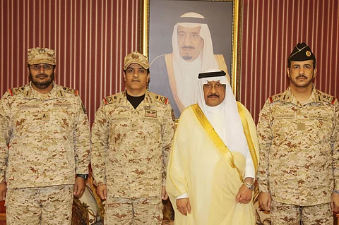 وكيل الحرس الوطني يستقبل اللواء العتيبي والحارثي بمناسبة ترقيتهما