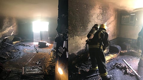 بالصور.. طفل عابث يُشعل حريقًا في حي الفيصلية بنجران.. والدفاع المدني يتدخَّل