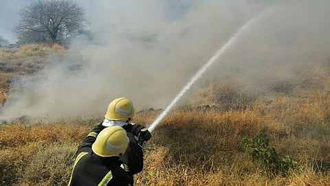 بالصور.. اندلاع حريقين في مدرجات زراعية بفيفا.. والدفاع المدني يتدخل
