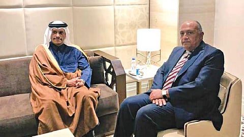 وزيرا الخارجية المصري والقطري يبحثان التنسيق بشأن السعي لتحقيق مصلحة الشعب الفلسطيني