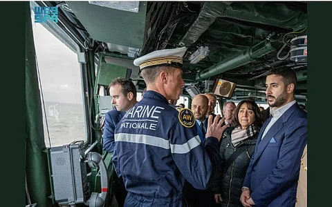 Saudi Defense Minister Visits French Frigate Chevalier Paul, Witnesses Air Defense Drill with Rafale Aircraft