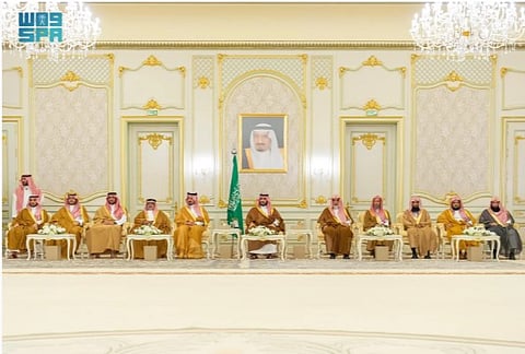 HRH Crown Prince Receives Scholars, Ministers, Citizens at Taibah Palace in Madinah