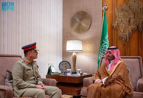 Crown Prince Mohammed bin Salman bin Abdulaziz Al Saud, received in his office today Pakistan's Chief of Army Staff General Asim Munir