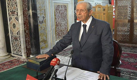 Tunisia's speaker of house of representatives takes the oath as care-taker President of Tunisia