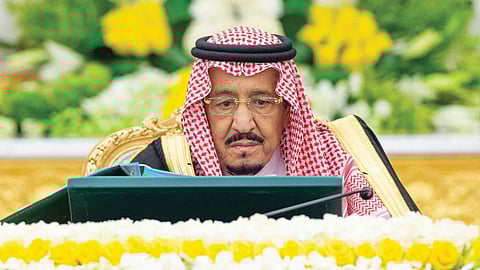 King Salman bin Abdulaziz during a cabinet meeting to approve the new state budget.