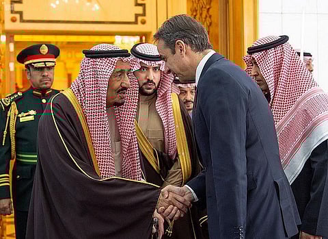 Saudi King, Crown Prince Receive Greek Prime Minister in Riyadh