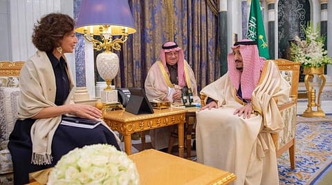 The Custodian of the Two Holy Mosques receives UNESCO's Director-General. SPA photo