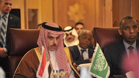 FILE Saudi Foreign Minister Prince Faisal bin Farhan bin Abdullah at the extraordinary Arab League meeting. (SPA)