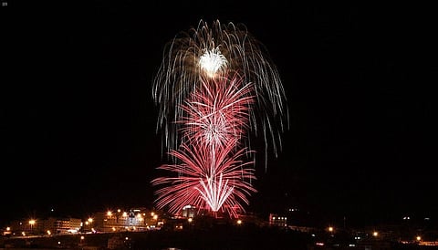 Colorful fireworks light up the sky of Abha celebrating Eid
