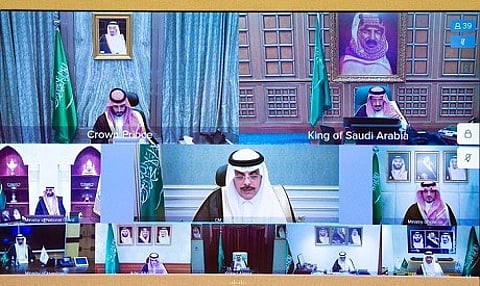 The Saudi Arabian cabinet virtual meeting. (Photo courtesy of SPA)