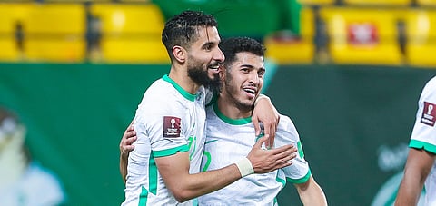Saudi Arabia cruised to a 5-0 victory over Palestine at the "Marsool Park" stadium in Riyadh amid cheers of fans on Tuesday.