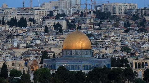 The Dome of the Rock mosque at al-Aqsa compound is pictured at the start of the Muslim holy month of Ramadan, in Jerusalem’s Old City early on April 24, 2020. (AFP)