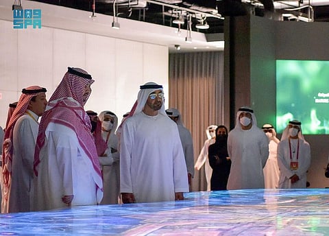 Saudi Minister of the State meets with Crown Prince of Abu Dhabi at Kingdom’s Pavilion at EXPO 2020