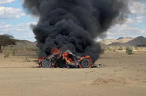 Rebellion driver out of Dakar 2022 after fire engulfs car