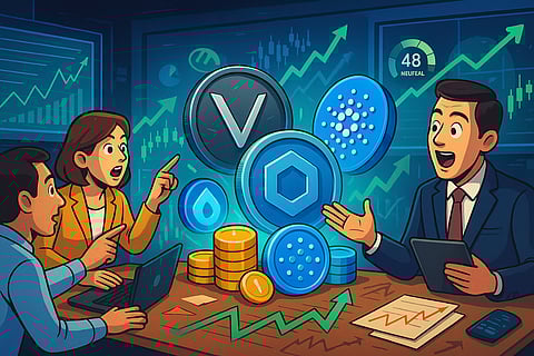 Best Altcoins to Buy Now as Fear & Greed Index Hits 48/100 — LINK, VET and ADA Named Breakout Picks