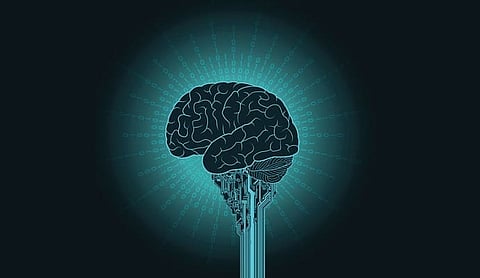 Sci fi computer digital technology concept. The concept of a cyborg