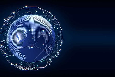 modern earth concept, Technological digital globe world and futuristic abstract.3D rendering.