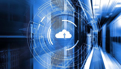 Data cloud storage global network 3D rendering motion background