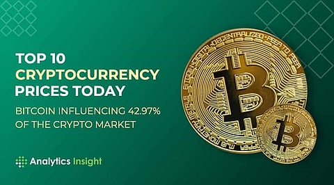 Top 10 Cryptocurrency Prices Today: Bitcoin Influencing 42.97% of the Crypto Market