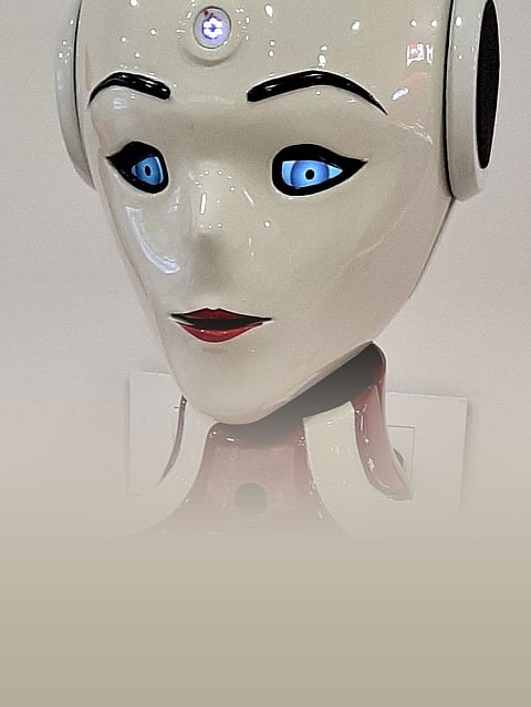 A Saree-Draped Robot Arrives at the Bank to Receive Loan