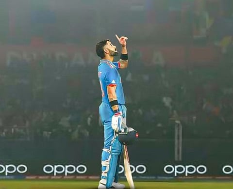 சதம் அடித்த மகிழ்ச்சியில் விராட் கோலி