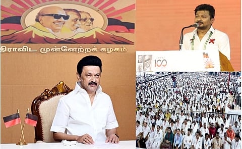 திருவள்ளூரில் நடைபெற்ற திமுக வாக்குச்சாவடி பொறுப்பாளர்கள் பயிற்சி பாசறைக் கூட்டம்.