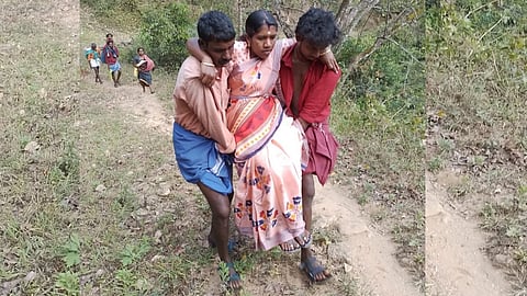 பிரசவித்த பெண்ணைத் தூக்கிச்சென்ற உறவினர்கள்!