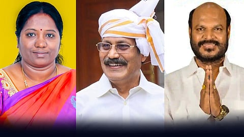 (வலமிருந்து) ராணி ஸ்ரீகுமார், கிருஷ்ணசாமி, ஜான்பாண்டியன்