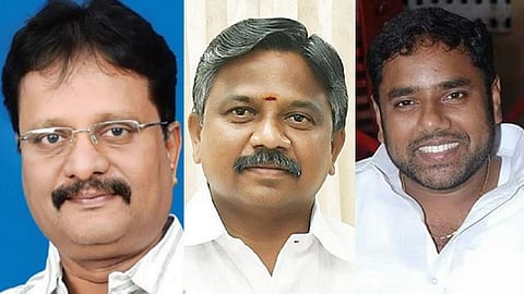 (வலமிருந்து) எம்.எஸ். தரணிவேந்தன், ஜி.வி.கஜேந்திரன், அ.கணேஷ்குமார்